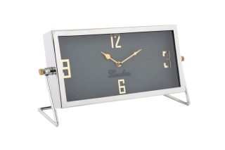 Brass Steel Desk Clock Gray 59500