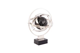 Small decorative globe black white metal base 52854