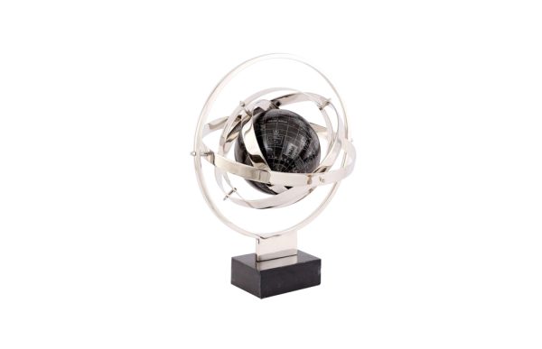 Small decorative globe black white metal base 52854