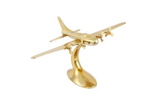 Plane statue Alu gold plated 50766