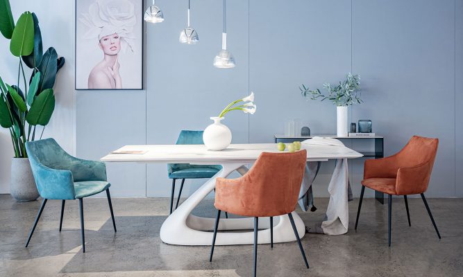 Bàn ăn Peak hiện đại vân may ceramic sang trọng