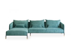 sofa combo góc bọc vải màu xanh nhẹ nhàng hiện đại
