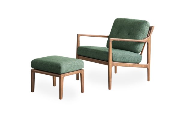 Armchair đơn Cabo màu xanh chân gỗ đệm ngồi êm ái