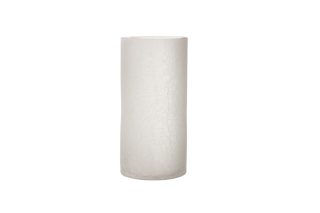 Cylindrical vase Hurricane craquelure white opaque glass XL 18561