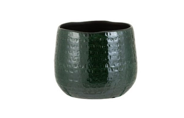 Medium low green ceramic vase 18.5cm 3316