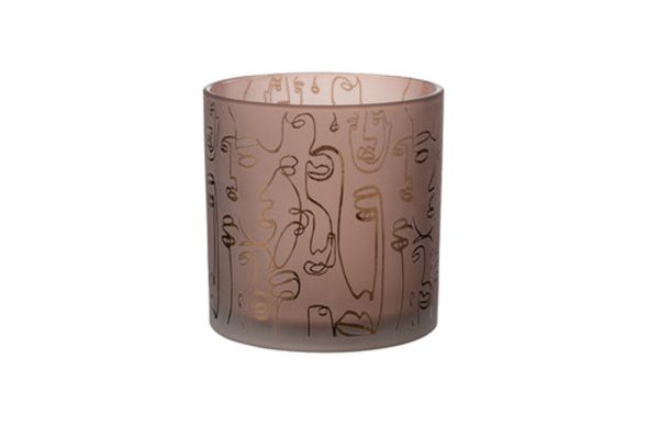 Large Terracotta Glass Smiley Hurricane Jar 15cm 21801