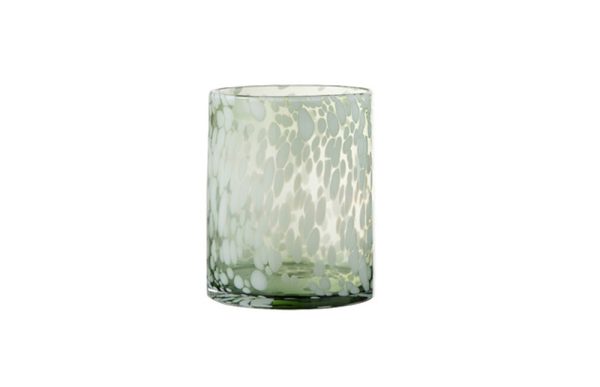 Hurricane bottle medium green/white dotted glass 96629