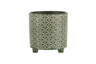 Chậu hoa gốm xanh lá lớn 16,5x16,5cm 22980