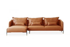 Sofa Combo góc phải da bali màu cognac hiện đại