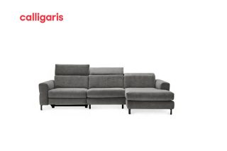 Norma electric left corner sofa taupe leather D04