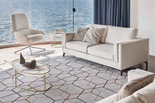 Sofa Metro next góc trái da mầu xám trằng sang trọng