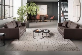 sofa Squere next 3 chỗ da lichene màu xám trầm ấm snag trọng