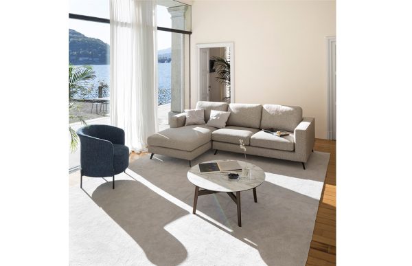 sofa Squere next góc trái da băng màu xám nâu hiện đại