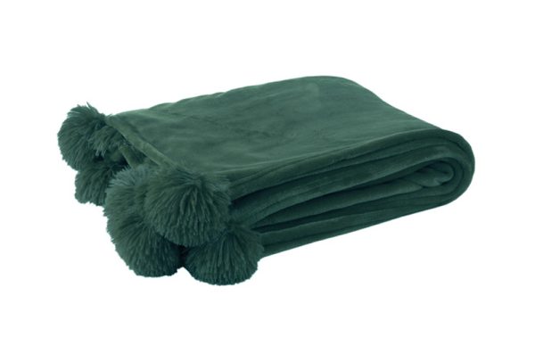 Tấm trải sofa kẻ sọc polyester xanh lá đậm 173x126 88507