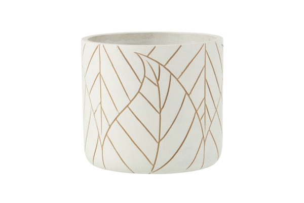 Bình hình lá trắng/gold lớn 27955J