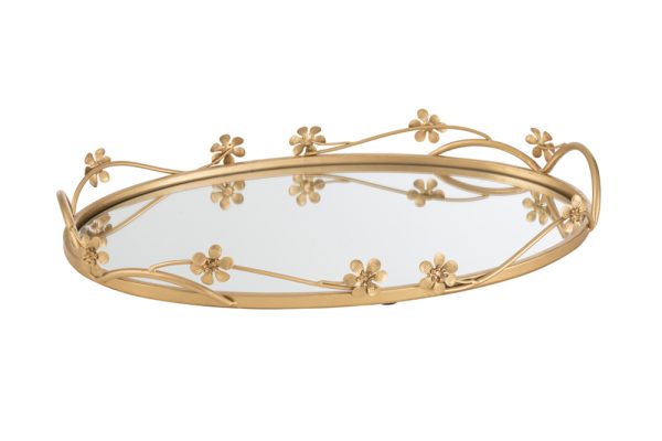 Khay trang trí oval hoa lớn 25536J