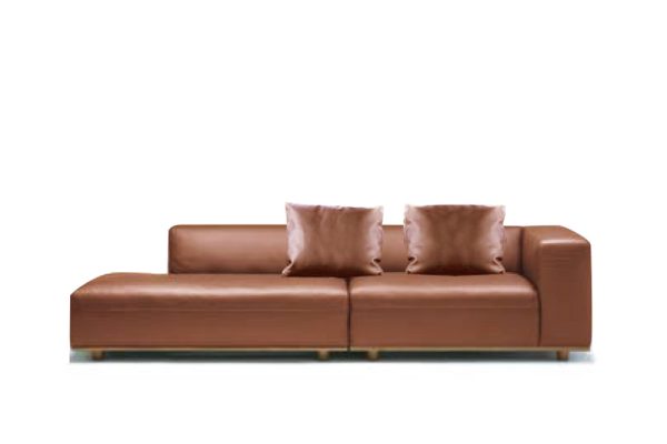 Limited Dura right corner sofa + cognac leather pillow