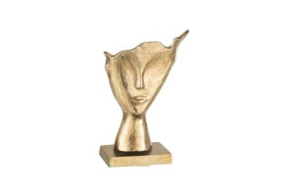 Đồ trang trí mặt người chân kim loại vàng 27331J