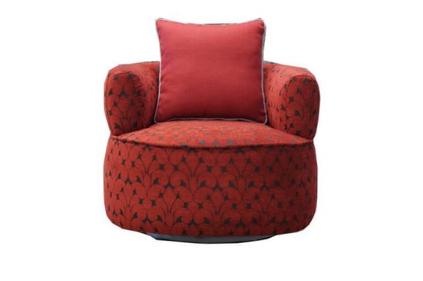 Armchair xoay Jadora cam đỏ họa tiết tặng kèm gối