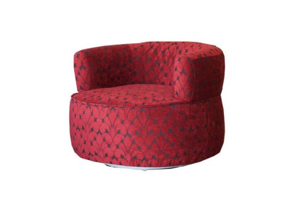Armchair xoay Jadora cam đỏ họa tiết tặng kèm gối