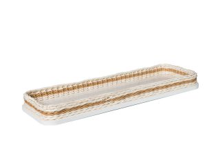 Khay mây vân đá trắng phối viền 15x45x5