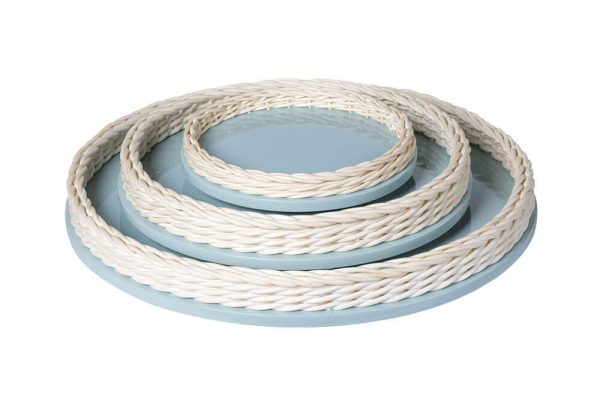 Khay mây xanh nhạt D30xH5