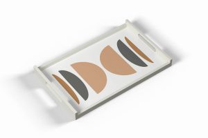 Khay SM có tay HT trắng cam 25x40