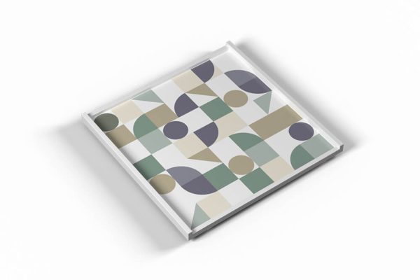 Khay SM HT trắng xanh 35x35