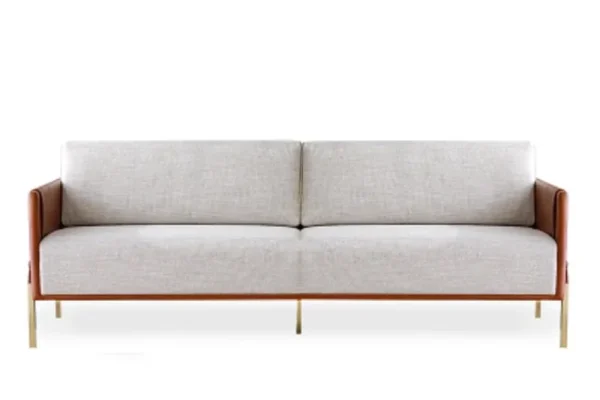 Sofa Maxine 3 Chỗ 2m1 ( Da Cognac, Vải VACT 6643)