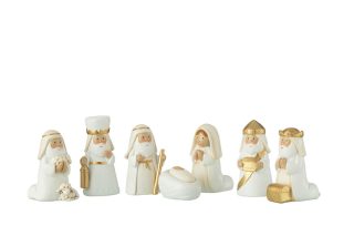Set 7 tượng chúa giáng sinh nhựa màu trắng/gold 6X4X4