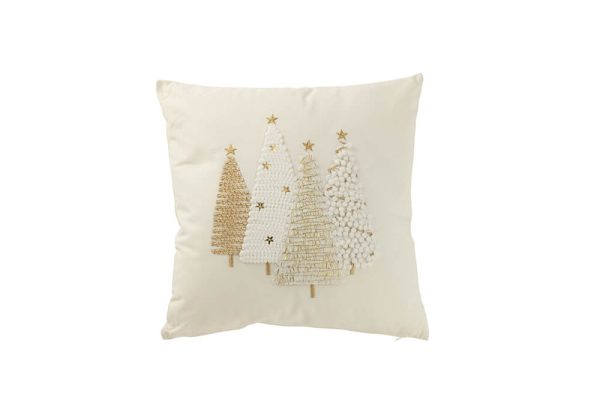 Gối cây thông noel thêu chỉ cotton màu trắng 45X45