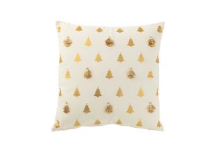 Gối cây thông Noel tua rua màu trắng 45X45