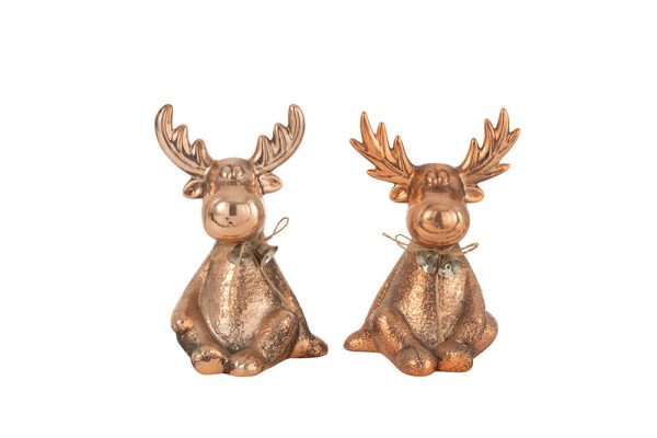 Tượng nai sứ màu đồng cỡ nhỏ 11X10X16