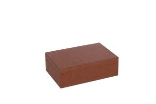 Hộp đựng trang sức 5 ngăn + Gương da Cognac nhân tạo 21X14X7