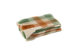 Khăn kẻ caro tua rua màu trắng/xanh lá/nâu 180X130