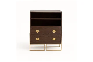 Tủ hộc kéo Saka gỗ sồi – mặt trước, chân inox PVD