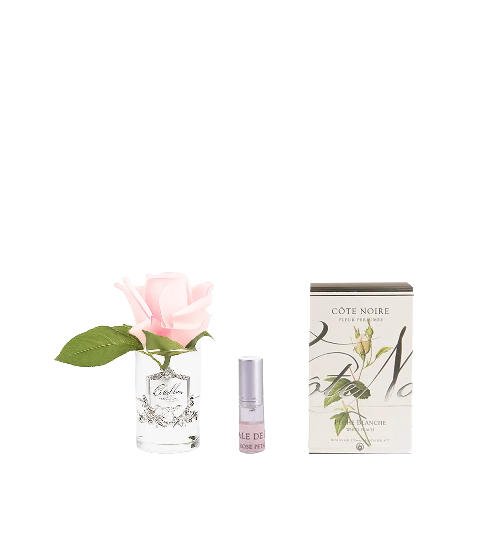 Hoa Tinh Dầu Nụ Hồng White Peach Bình Trong Suốt