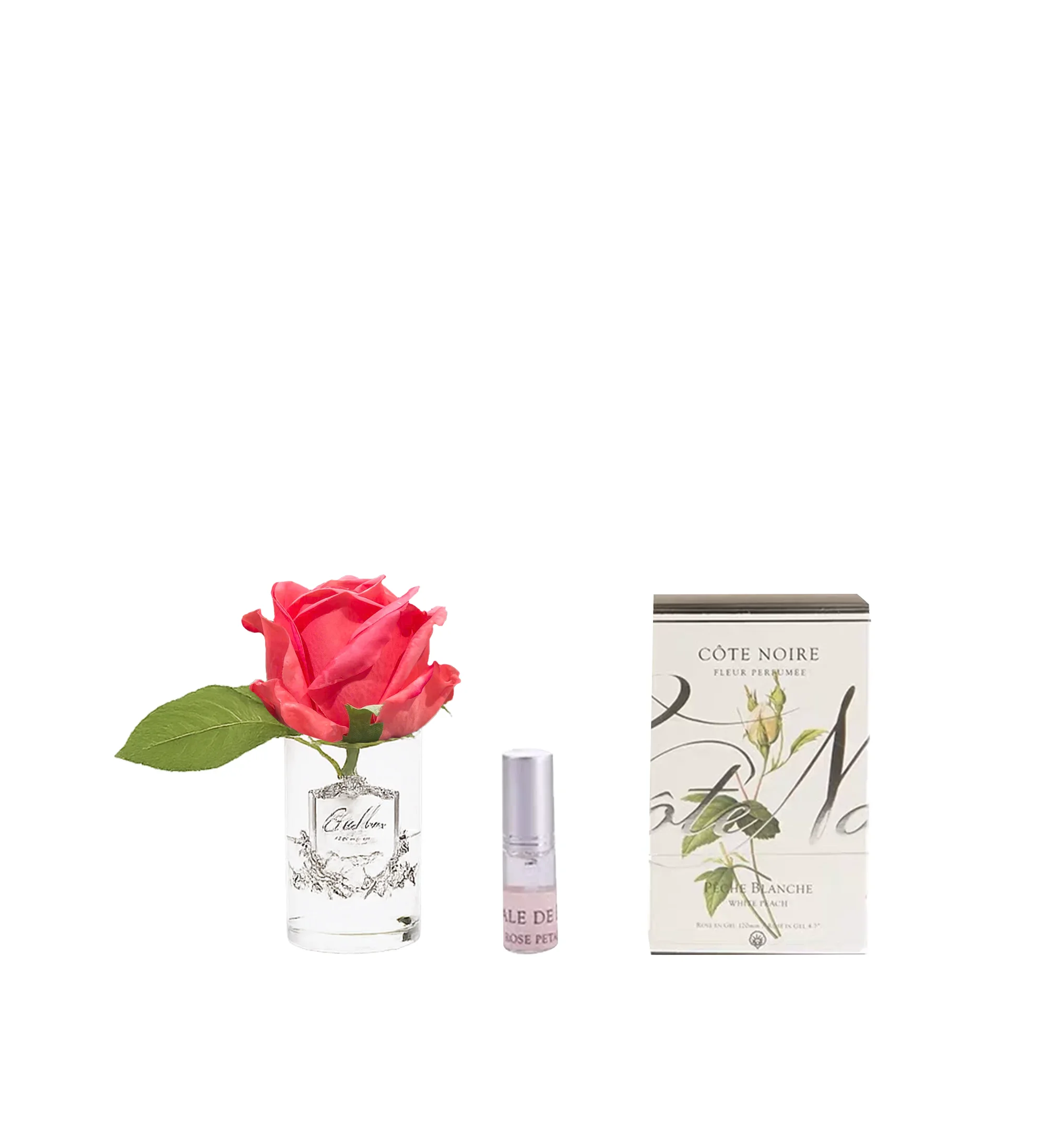 Hoa Tinh Dầu Hồng White Peach Bình Trong Suốt