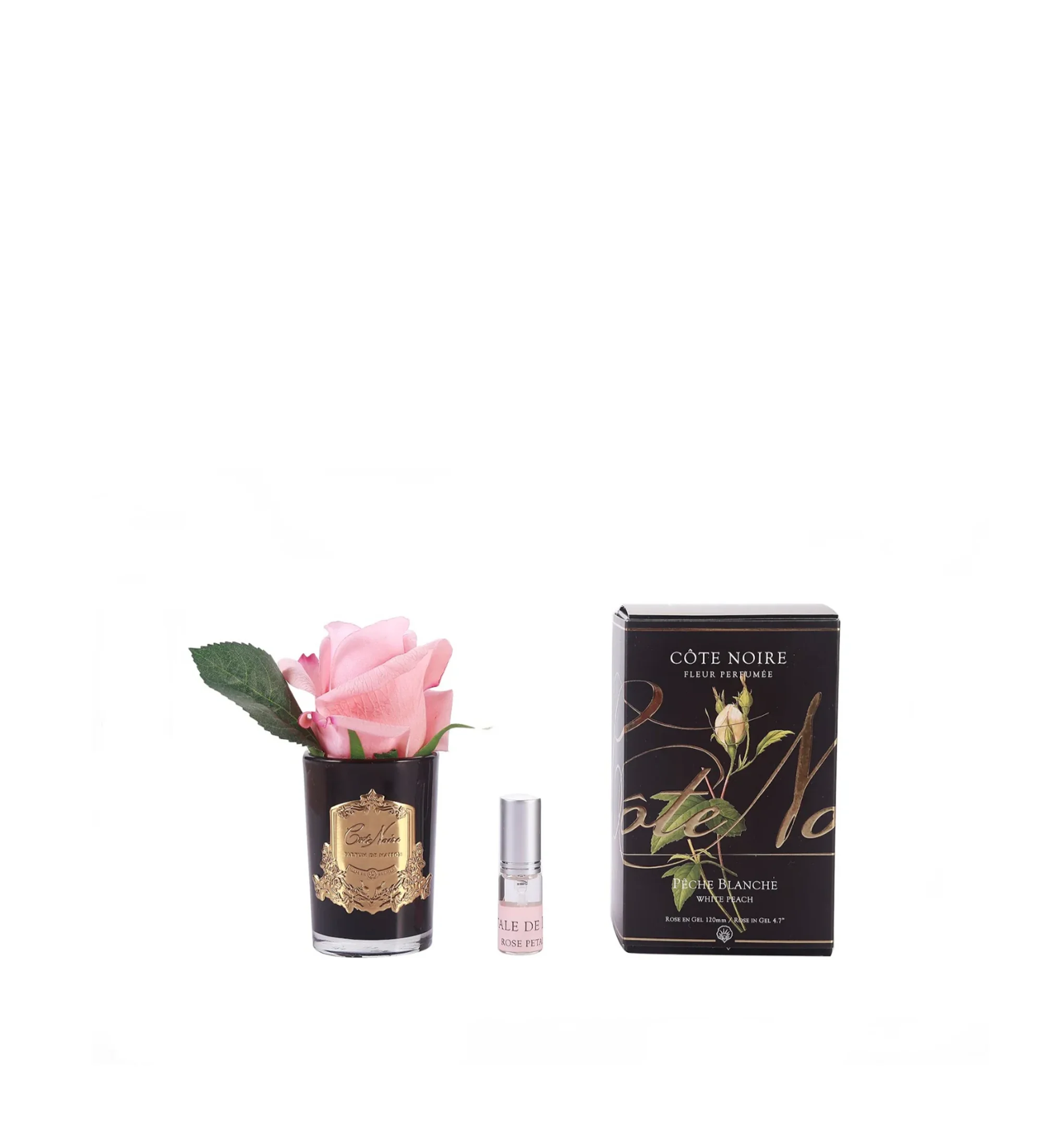 Hoa Tinh Dầu Nụ Hồng White Peach Bình Đen